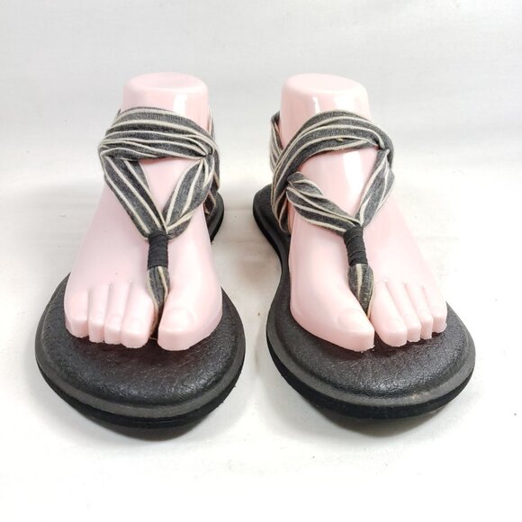 Sanuk Women's Size 7 Yoga Sling Sandals Gray Stripes - Picture 6 of 8
